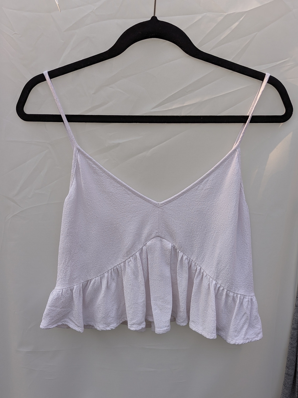 Club Monaco White Ruffle Cami Crop Top Large Coquette Cottagecore Boho Blouse - Picture 7 of 10